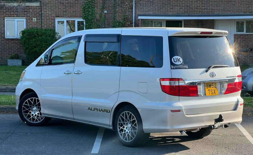 TOYOTA ALPHARD 2002, L EDITION, 3.0 V6 PETROL / LPG FULLY LOADED, 5 SEATER REAR CONVERSION , PEARL WHITE PAINT, BEIGE CLOTH INTERIOR
