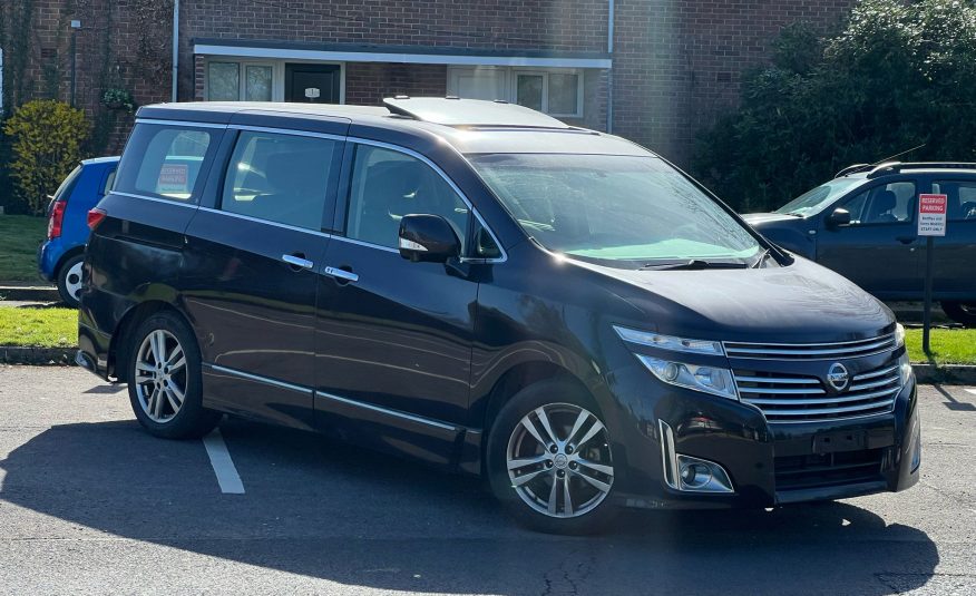 NISSAN ELGRAND 2012, HIGHWAY STAR 3.5 V6 PETROL FULLY LOADED, 7 SEATER, SUNROOF, PEARL BLACK PAINT, BLACK LEATHER INTERIOR