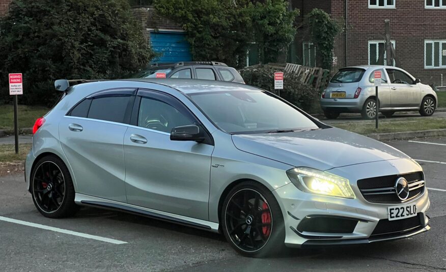 MERCEDES-BENZ A45 AMG 2013, 2.0 DCT PETROL FULLY LOADED, 5 SEATER, POLAR SILVER PAINT, BLACK LEATHER INTERIOR