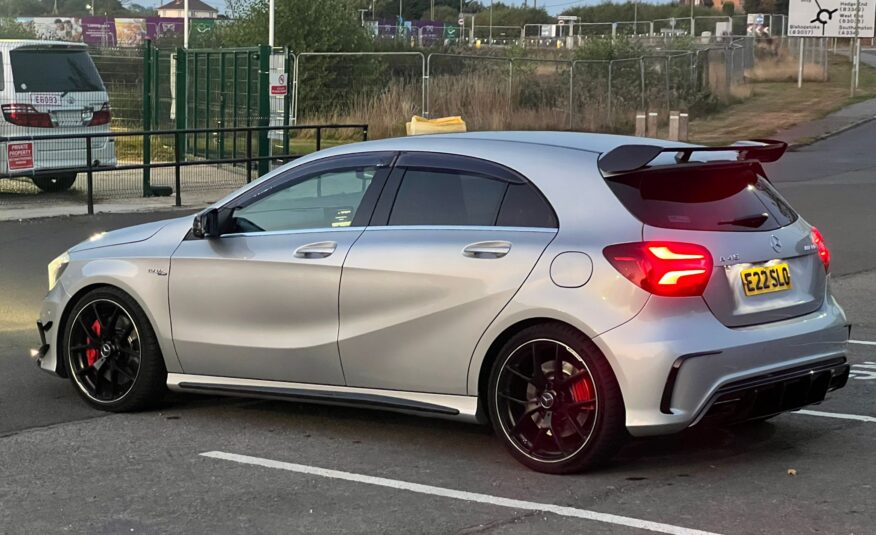 MERCEDES-BENZ A45 AMG 2013, 2.0 DCT PETROL FULLY LOADED, 5 SEATER, POLAR SILVER PAINT, BLACK LEATHER INTERIOR