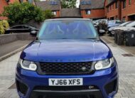 LAND ROVER RANGE ROVER SPORT SVR 2016, 5.0 V8 PETROL FULLY LOADED, 5 SEATER, ESTORIL BLUE PAINT, BLACK / BEIGE LEATHER INTERIOR
