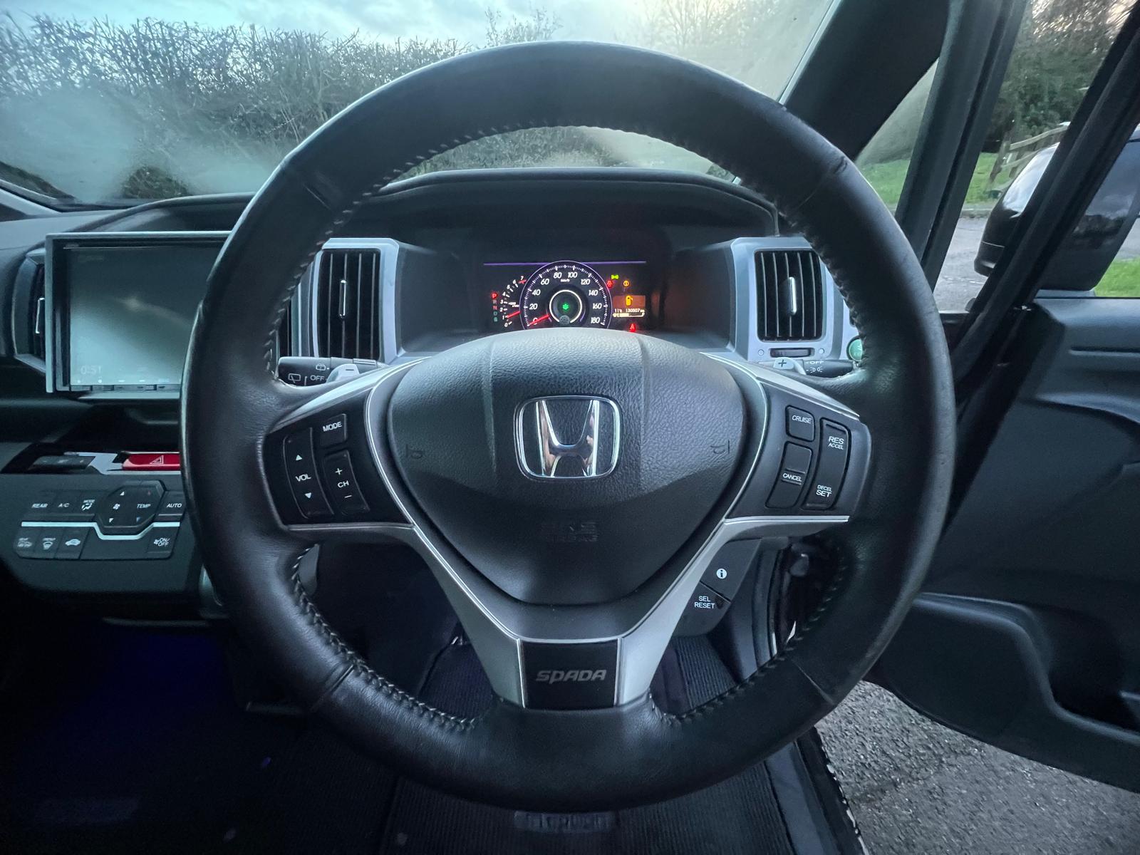 HONDA STEPWAGON 2013, SPADA COOL SPIRIT, 2.0 PETROL FULLY LOADED, 8 SEATER, ALLOYS, PREMIUM BLACK PEARL PAINT, BLACK HALF LEATHER INTERIOR