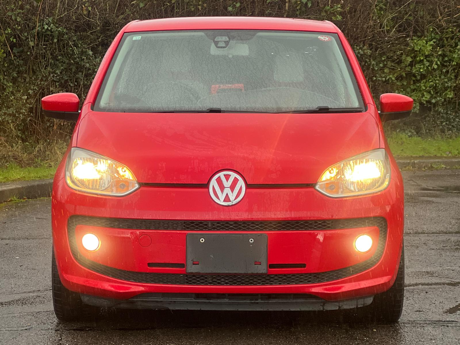 VOLKSWAGEN UP! 2012, HIGH UP!, 1.0 PETROL FULLY LOADED, 4 SEATER, TORNADO RED PAINT, BEIGE AND GREY CLOTH INTERIOR