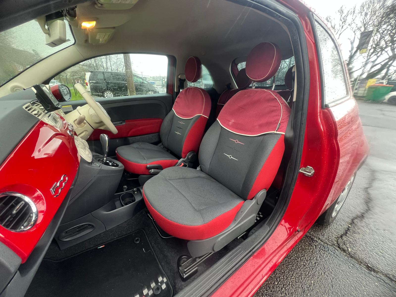 FIAT 500 2014, POP, 1.2 PETROL FULLY LOADED, 4 SEATER, PASODOBLE RED PAINT, GREY AND RED CLOTH INTERIOR