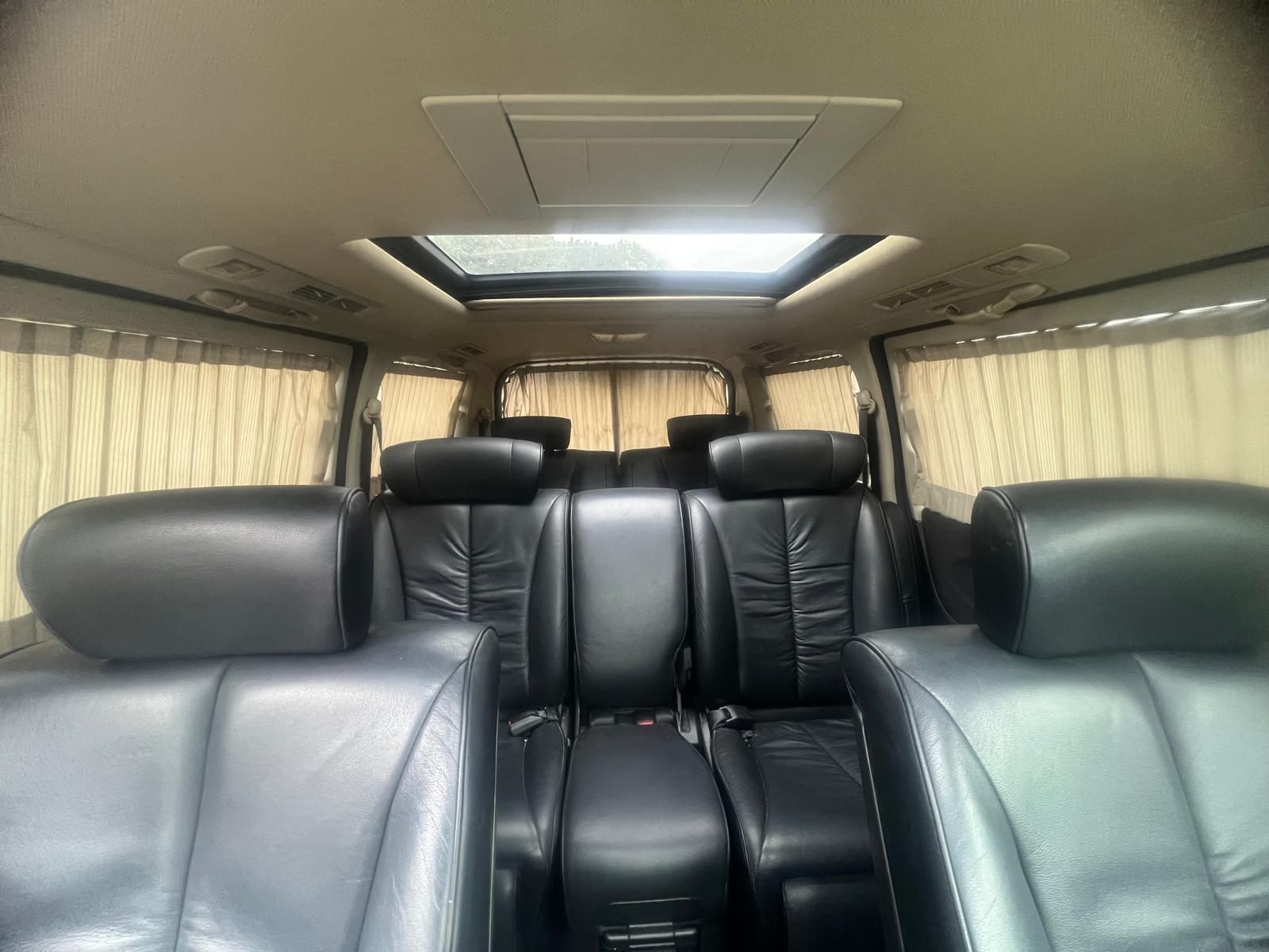 NISSAN ELGRAND 2007, HIGHWAY STAR, 3.5 V6 PETROL FULLY LOADED, 8 SEATER, BLACK PEARL PAINT, BLACK LEATHER INTERIOR
