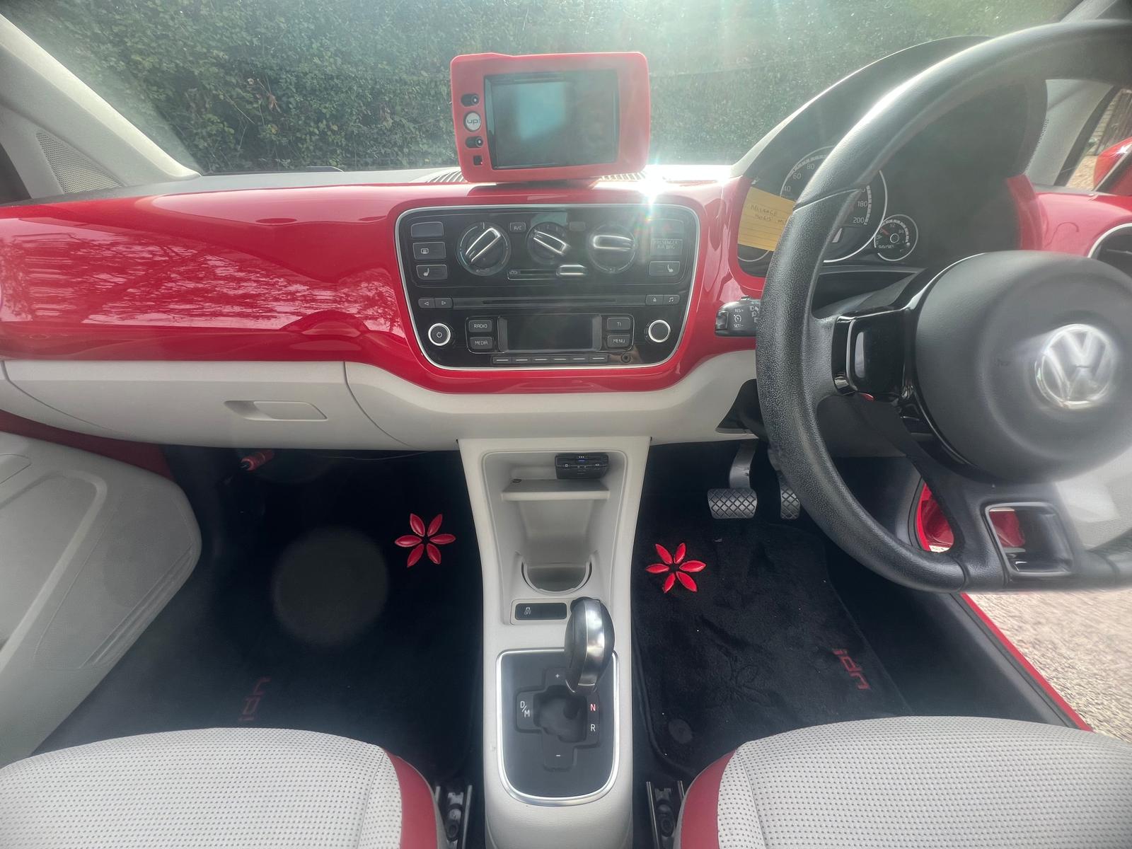 VOLKSWAGEN UP 2013, 1.0 PETROL FULLY LOADED, 4 SEATER, TORNADO RED PAINT, BLACK AND BEIEGE CLOTH INTERIOR