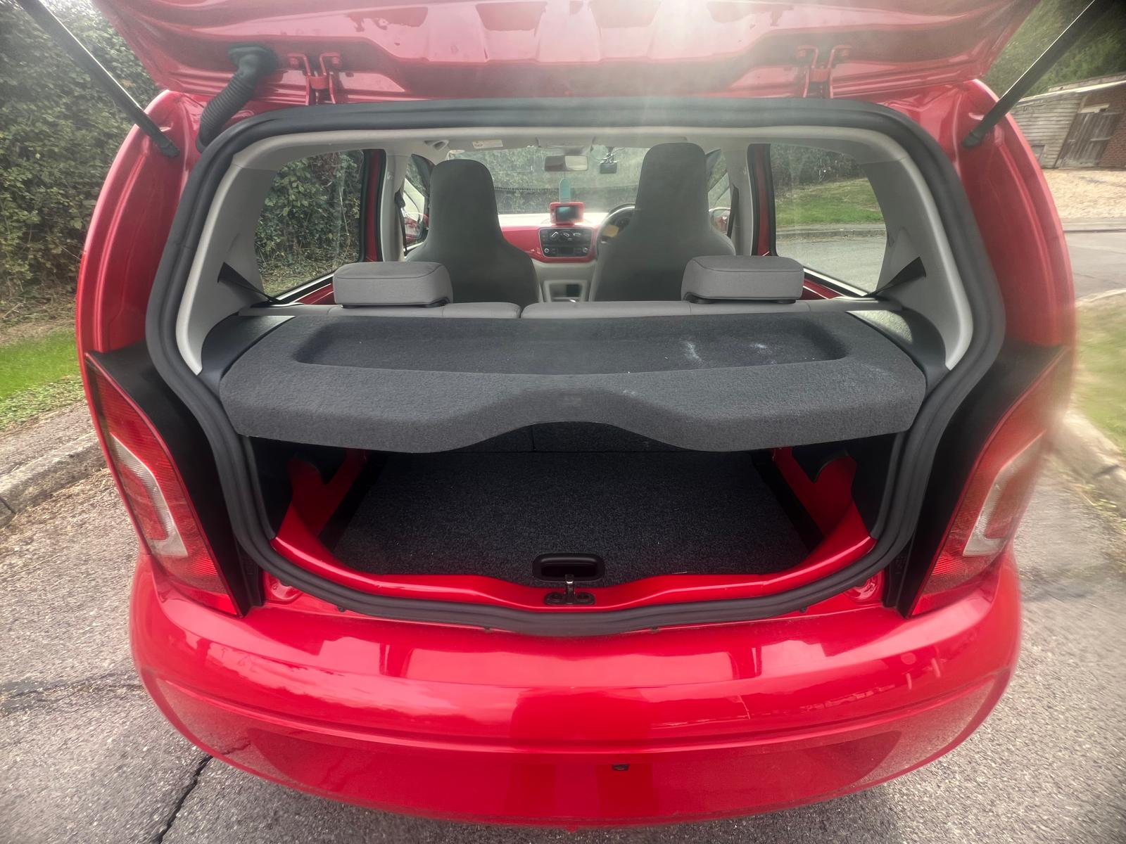 VOLKSWAGEN UP 2013, 1.0 PETROL FULLY LOADED, 4 SEATER, TORNADO RED PAINT, BLACK AND BEIEGE CLOTH INTERIOR