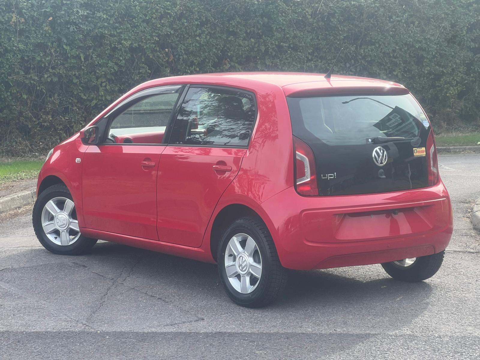 VOLKSWAGEN UP 2013, 1.0 PETROL FULLY LOADED, 4 SEATER, TORNADO RED PAINT, BLACK AND BEIEGE CLOTH INTERIOR